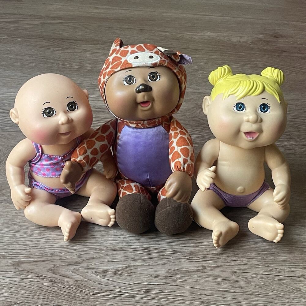 Lot Of 3 Cabbage Patch Kids Doll 2015 & 2021 Giraffe Costume Plush Bath Baby CPK
